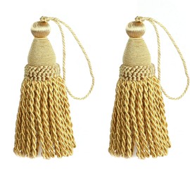 HedongHexi 2 Pack Tassel 24cm/ 9 Inch Key Tassel with Loops, Handmade Twisted Tassel Craft, DIY Accessories for Home Decoration