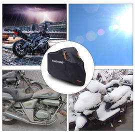 Waterproof Motorcycle Tarpaulin XL, Motorcycle Cover Outdoor Scratch-Resistant 210D Oxford Fabric Tarpaulin with Locking Holes for 245 cm Motorcycle Harley-Davidson Honda Yamaha Suzuki Kawasaki