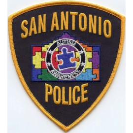 SAN ANTONIO TEXAS POLICE Black Background AUTISM AWARENESS POLICE PATCH