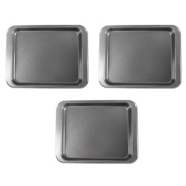 esahpss Small oven with heavy-duty steel non stick household baking tray, black, 3 pieces per sale