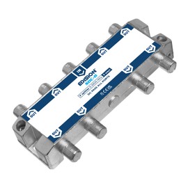EDISION SDC-8 SAT Splitter 8-Way Suitable for TV, Satellite, Cable TV, Radio, Unicable, Frequency Range 5-2400 MHz, DVB-S2, DVB-T2, DVB-C, DC Passage, 8-Way