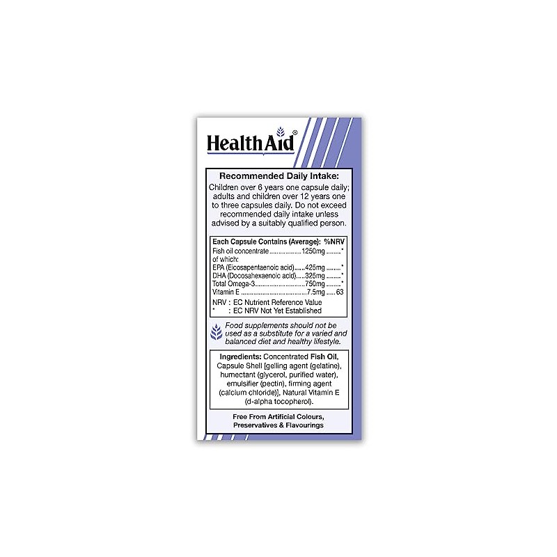 HealthAid Omega 3 750 mg - 60 Capsules, (Pack of