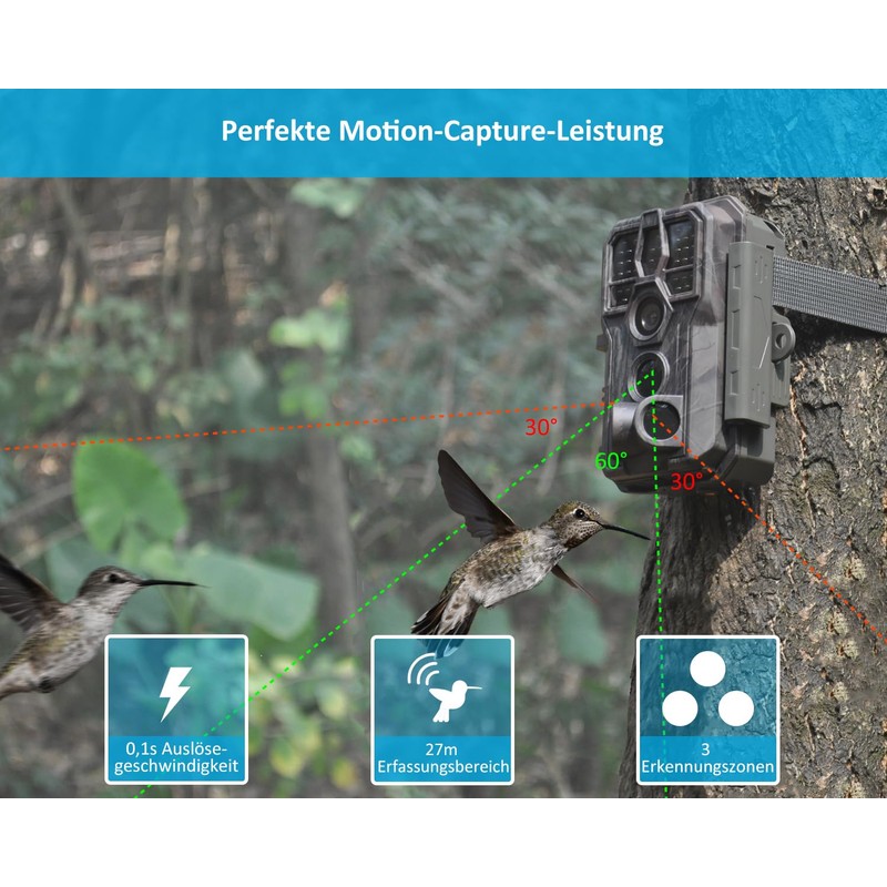 GardePro E5S Wildlife Camera 32MP 1296P H.264 Video, Wildlife Camera