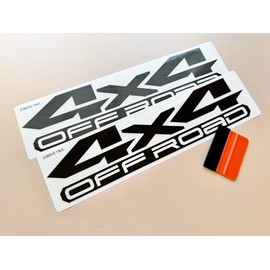 Black on Clear Background 4x4 Offroad Four Wheel Drive Decal Stickers Auto Decoration, Replacement for Truck Bed, Off Road Vehicle, SUV, Durable & Weatherproof, Size 14 x 3 inch (Set of 2)