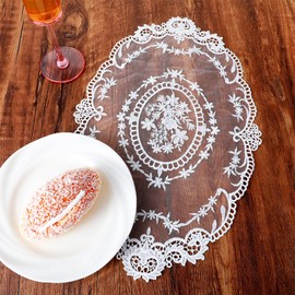 AOZUO 2 Pack Retro Lace Placemats, French Crochet Doilies Handmade White Embroidered Table Mats Farmhouse Placemats Cup Mat Vase Mat 17.5x11inch