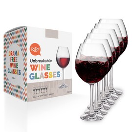 Unbreakable Red Wine Glasses with Stem 22oz, Set of 6, Shatterproof Tritan Plastic Stemmed Outdoor Glasses, Reusable & Dishwasher Safe, Hot Tub, Travel, Camping, Beach & Pool Wine Glasses