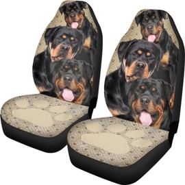 Xoenoiee ROTTWEILER Dog Paw Print Car Seat Cover Universal Fit 2 PCS Car Front Seat Cover Car Seat Protector for Truck SUV VAN