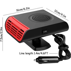 Portable Car Heater, 2 in 1 Fast Heater Cooling Fan, 150W 12V Car Heaters for Vehicle, Overheat Protection, Gears Adjustable, No Noise, Windshield Heating Defrost Defogger
