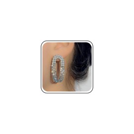 Yheakne Vintage Crystal Chain Tassel Earrings Rhinestone Chandelier Earrings Gold Cz Oval Earrings Pearl Tennis Chain Earrings Jewelry for Women (Silver)