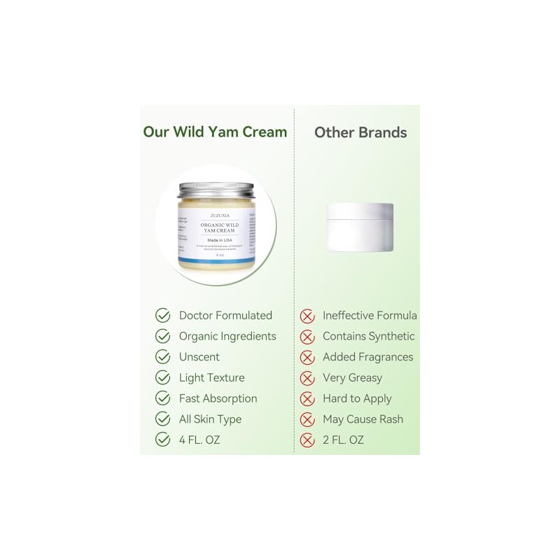 Crema orgánica de ñame silvestre para mujer de 4 onzas