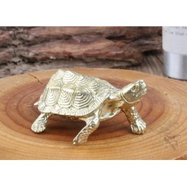 DMtse Chinese Feng Shui Brass Mini Mascot Golden Turtle Statue Figurines Sculpture Collectibles of Good Health Good Lucky for Long Life Lucky Gift
