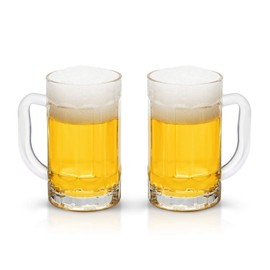 COKTIK 2 Pack Heavy Large Beer Glasses with Handle - 14 Ounce Glass Steins, Classic Beer Mug glasses Set