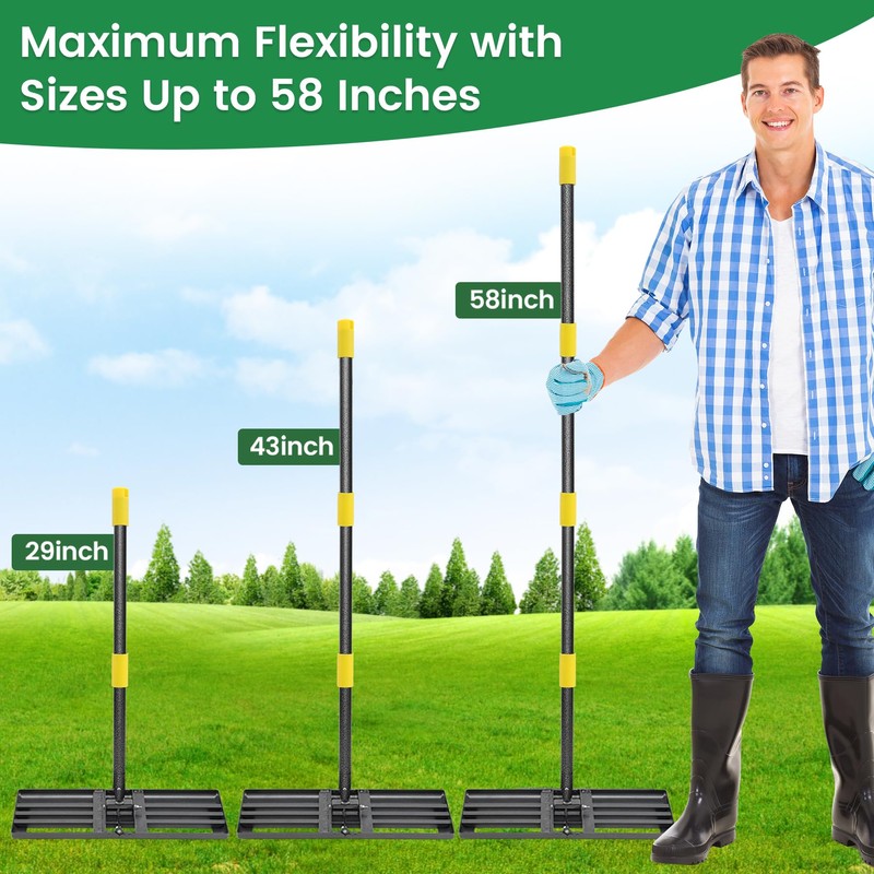 Lawn Leveling Rake Tool - 30”x10” Heavy Duty Stainless Steel