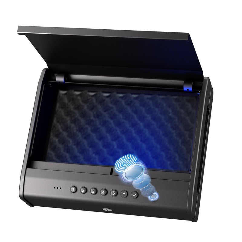 PINEWORLD Biometric Gun Safe For Handgun, Pistol Safe with Fingerprint/Backlit