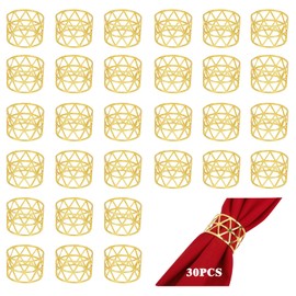 Pack of 30 Napkin Rings, SHAIDOJIO Napkin Rings, Gold, Metal Vintage Napkin Rings, Hollow Design Decor, Napkin Buckles, Elegant Napkin Ring for Weddings, Anniversaries, Birthdays, Parties