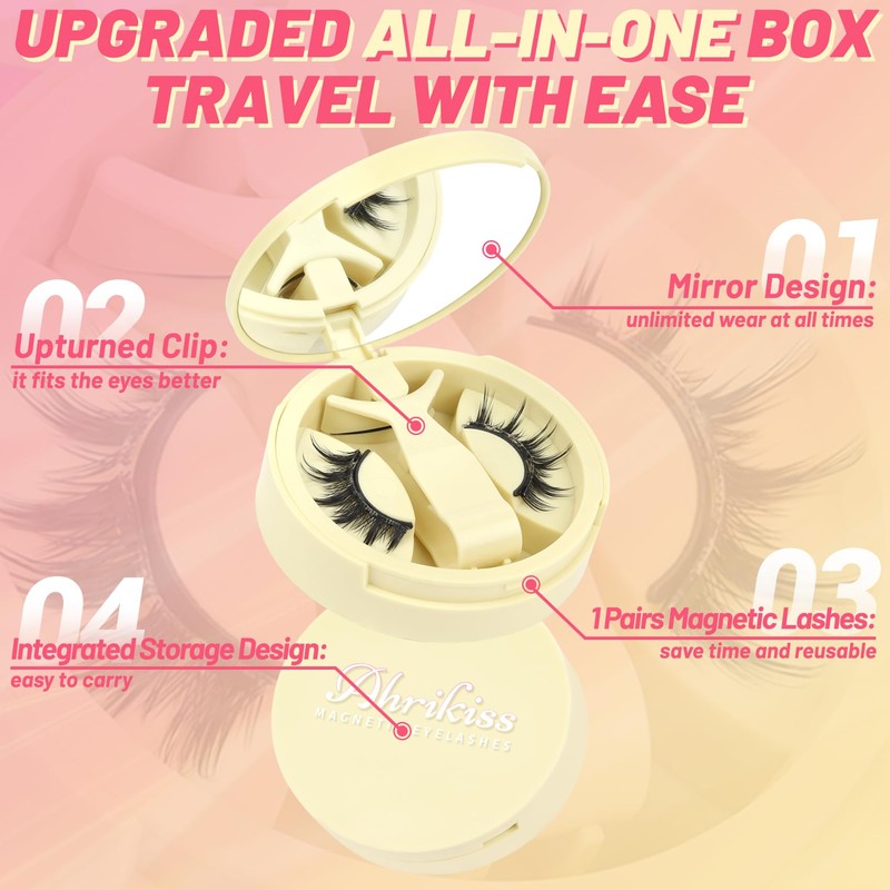 Ahrikiss Magnetic Eyelashes 1 Pair Reusable Magnetic Lashes with Applicator