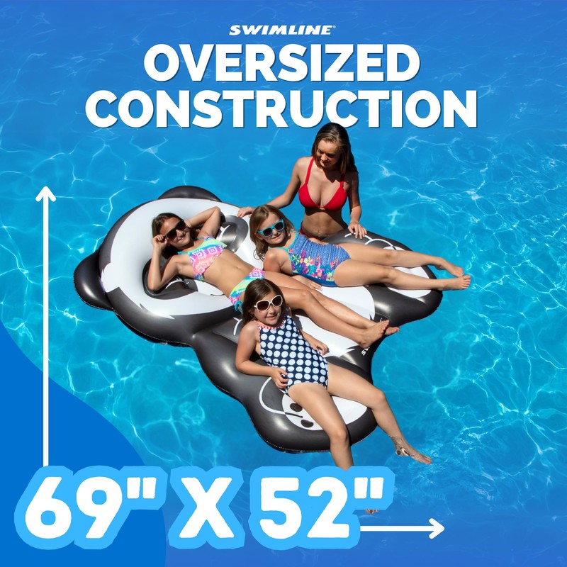 Swimline Inflatable Panda Pool Float, Black/White, 71"/50"/8"