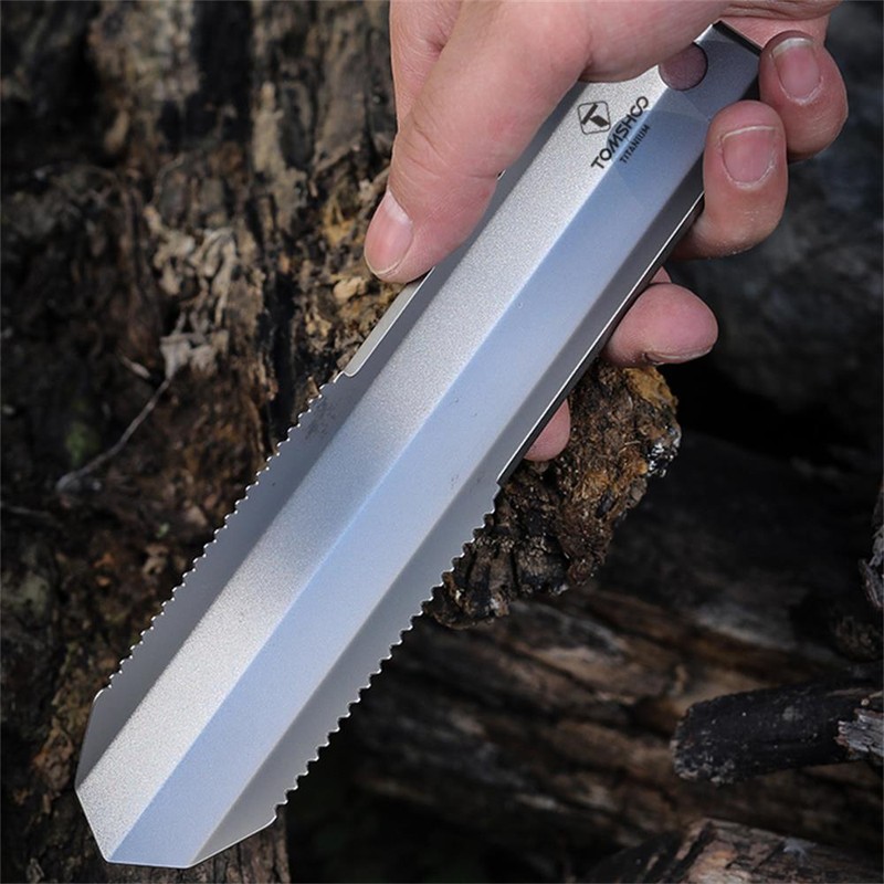 TOMSHOO Titanium Garden Hand Serrated Shovel Outdoor Camping Hiking Backpacking