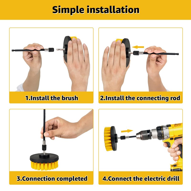 6Pcs Drill Brush Attachment Set，Multipurpose Cleaning Scrub Brush Kit with