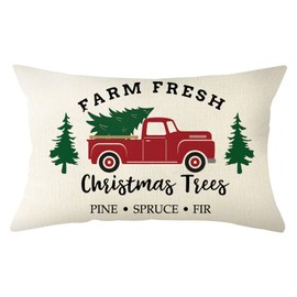 Ogiselestyle Christmas Trees Throw Pillow Cover 12 x 20 Inch Christmas Pine Tree Winter Holiday Cushion Case Decoration for Sofa Couch