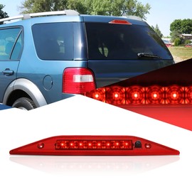 Auto Dynasty LED 3rd Third Tail Brake Light High Mount Stop Lamp Compatible with Ford Freestyle Taurus X 2005-2009, Chrome Housing Red Lens
