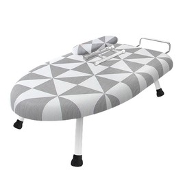 2Pcs/Set Desktop Ironing Board with Removable Washable Cover Heat-Resistant Cotton Padded Foldable Portable Anti-slip Clothes Sleeves Mini Ironing Board - Color: Grey