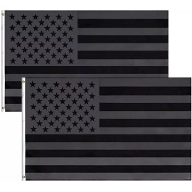 Thebatteryconnection Set of 2 3x5FT All Black American Flag US Black Flag Decor Blackout USA