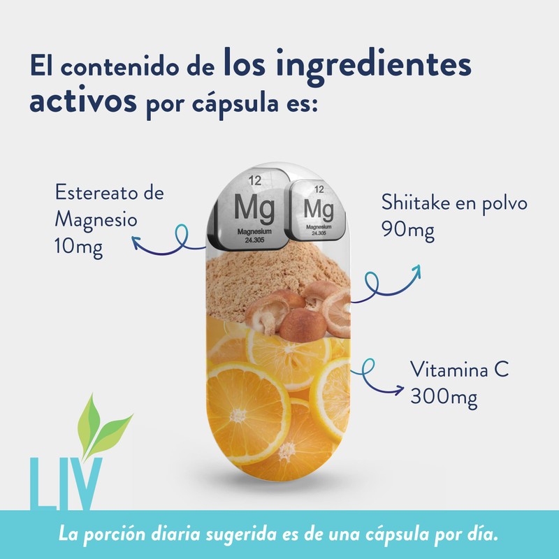 Vitamina C con Shiitake en polvo con 60 cápsulas de