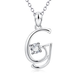 YFN Initial Necklace Sterling Silver Letters 26 Alphabet Pendant Necklace Jewelry, Sterling Silver, Cubic Zirconia