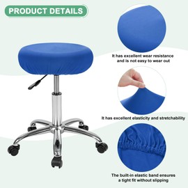 M METERXITY 4-Pack Bar Stool Covers Round, for 12-15 Inch Spandex High Stretchy Fabric Seat Covers with Elastic Bands for Bar Stool/Round Cushion [Sapphire Blue]