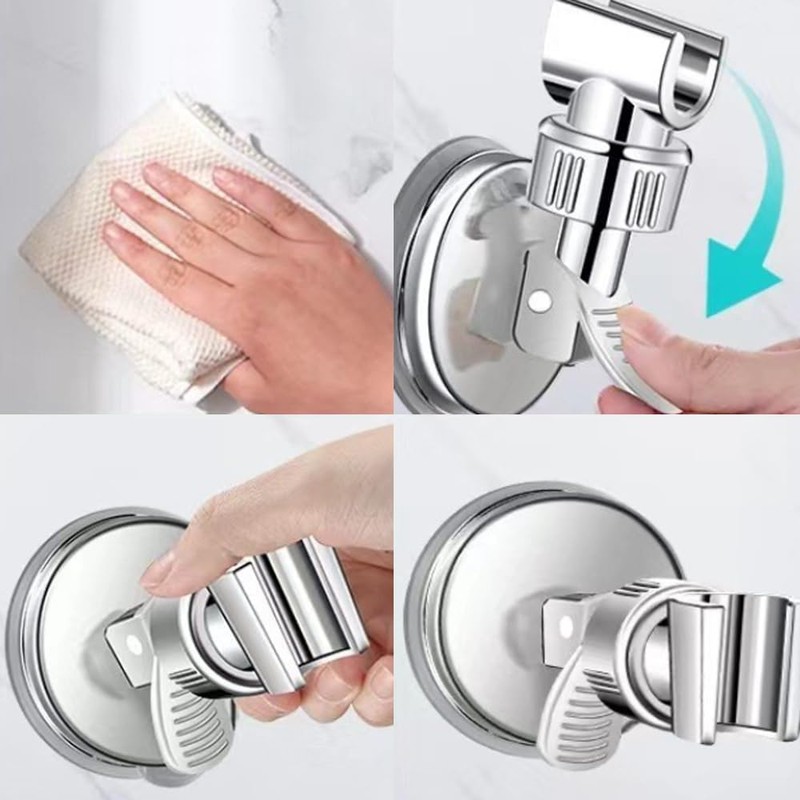 Bathroom Suction Cup Handheld Shower Head Bracket, 2Pcs Rotatable Bathroom