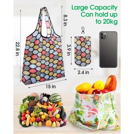 Aliceset 32 Pcs Large Reusable Grocery Bags Bulk Reusable Foldable Shopping Bags Colorful Foldable Shopping Totes Lightweight Storage Pouch with Handles Large Washable Pocket, Machine Washable