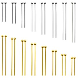 TOAOB 800 pieces 18 mm to 50 mm rivet pins, ball head prism pins, gold silver brass ball head pins