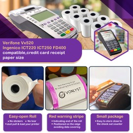 Vonlyst Thermal Paper Roll 2 1/4 X 55 for Verifone Vx520 Ingenico ICT220 ICT250 FD400 (10 rolls)