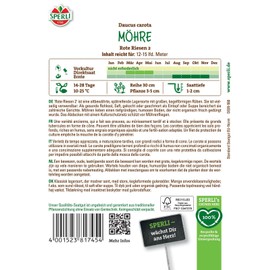 Sperli Sperli Carrot Seeds Resistant Red Giants 2 Large Conical Beets; Carrot seeds for approximately 1,000 carrots, ideal for raw vegetables and soups, carrot seeds