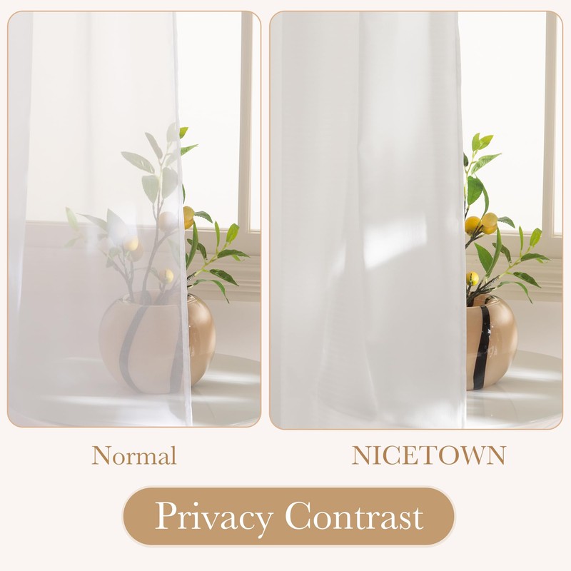 NICETOWN Non-See-Through White Privacy Sheer Curtains 90 Inches Long 2