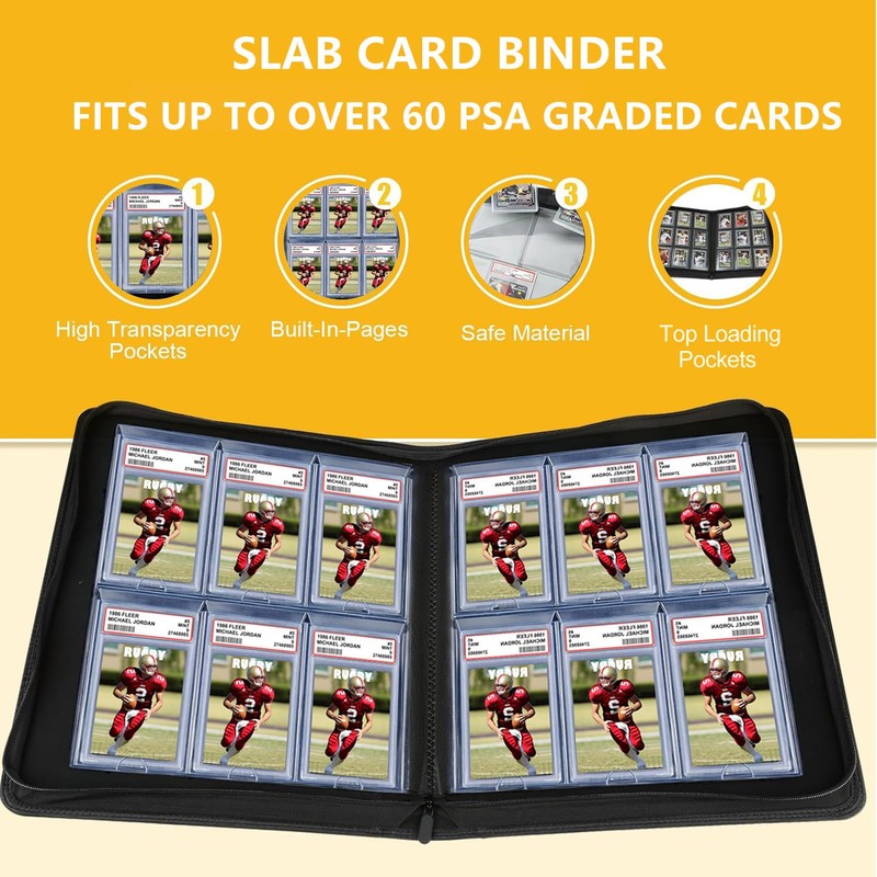 60 Pockets Graded Card Binder, Toploading PSA Slab Holder Album,
