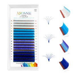 Colored Lash Extensions, Easy Fan Lash Extensions 0.07 C Curl Colored Lash Extensions,Color Lash Extensions,12-15mm Mix Volume Lash Extensions, Lash Fan for Lash Extensions(0.07-C-Blue Ombre 12-15)