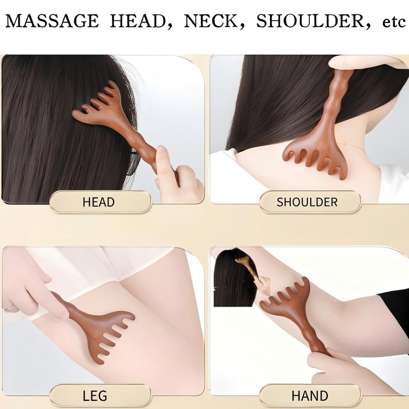 KINTEGOOD Sandalwood Massage Comb, Long Handle Wooden Scalp Massager, Scalp