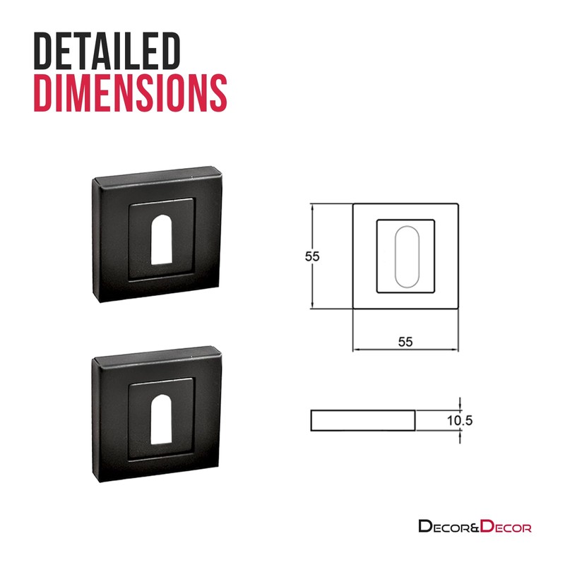 Decoranddecor Helix Square Door Handles – Aluminium Matt Black Internal