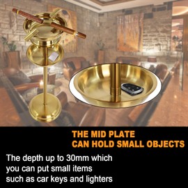 Wadoy Floor Standing Cigar Ashtray for Outside Patio, Detachable Accessory Tray, Stable Polished Stainless Steel for Indoor/Outdoor Use, Cigar Enthusiast