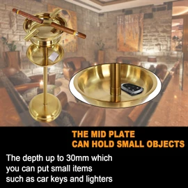 Wadoy Floor Standing Cigar Ashtray for Outside Patio, Detachable Accessory Tray, Stable Polished Stainless Steel for Indoor/Outdoor Use, Cigar Enthusiast