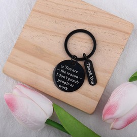 Work Bestie Keyring Gifts for Women Men Work Colleague Leaving Gifts for Colleagues Thank You Appreciation Gifts for Coworkers Co Workers You Are the Reason I Dont Punch People at Work Keyring