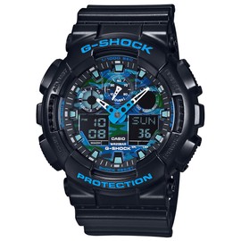 G-SHOCK GA100CB-1A Mens Blue/Black Analog/Digital Watch with Black Band