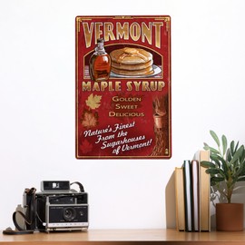 Lantern Press 12x18 Inch Metal Sign, Vermont, Maple Syrup Vintage Sign