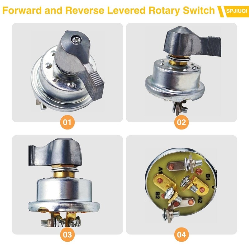 SPJIUQI 12V 50 Amp 3 Position On-Off-On Reversing Levered Rotary