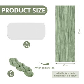 2 Pieces of Sage Green Table Runner,Table Runner,with 4 Double-Sided Tapes,Elegant and Versatile,Suitable for Weddings,Festivals,Parties,Birthday Parties,Etc.(90*180CM)