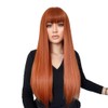Long Black Wig Human Hair with Bangs and Wig Cap
