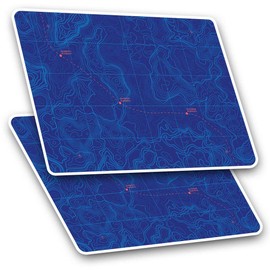 Rectangle Stickers (Set of 2) 10cm - Sea Depth Topographic Map Ocean Laptop Tablet Luggage Scrapbook #24167