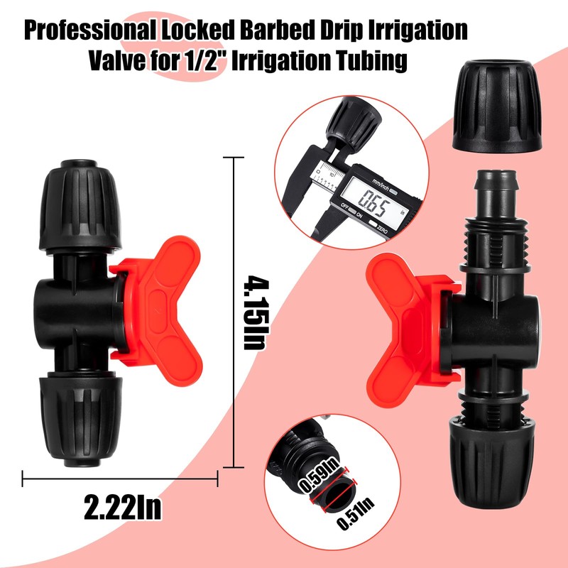 8pc 1/2 inch Irrigation Fittings Anti-Drop Drip Irrigation Valve,Lock Barbed